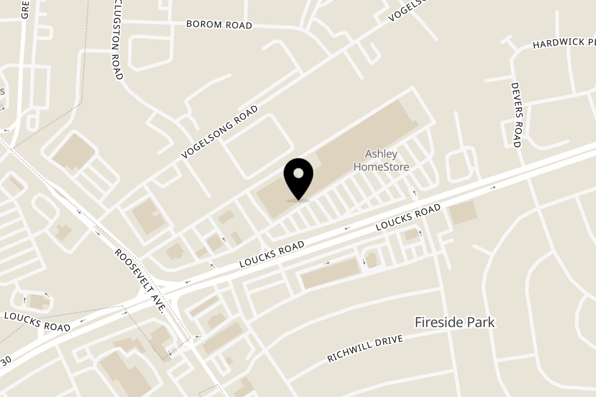 Map showing the location of Shakey Jake's on 939 Loucks Rd in York